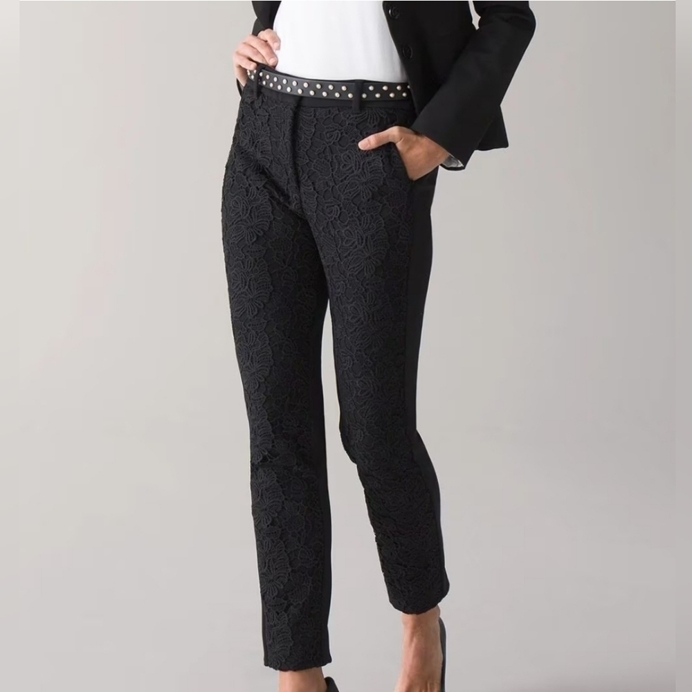 NWT white house black market WHBM Floral Lace Slim Ankle Pant 6